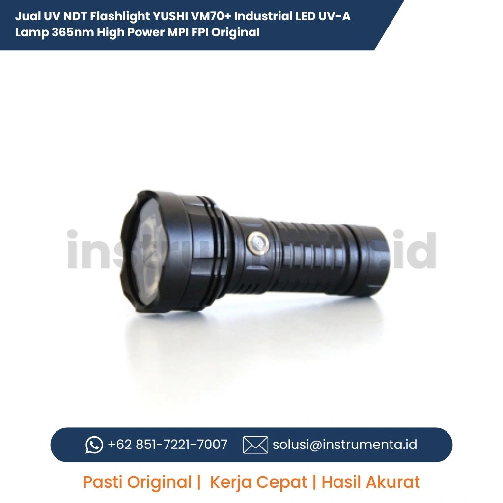 Jual UV NDT Flashlight YUSHI VM70+ Industrial LED UV-A Lamp 365nm High Power MPI FPI Original